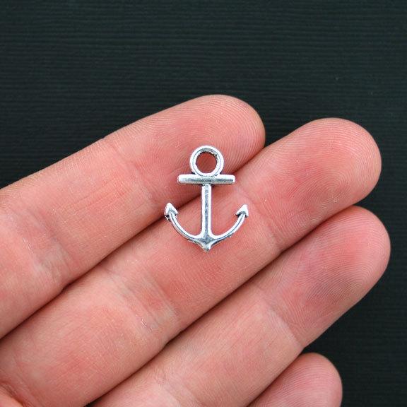 12 Anchor Antique Silver Tone Charms 2 Sided - SC715