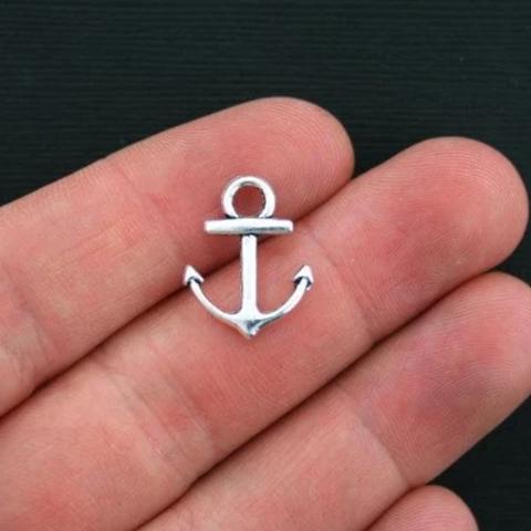 12 Anchor Antique Silver Tone Charms 2 Sided - SC715