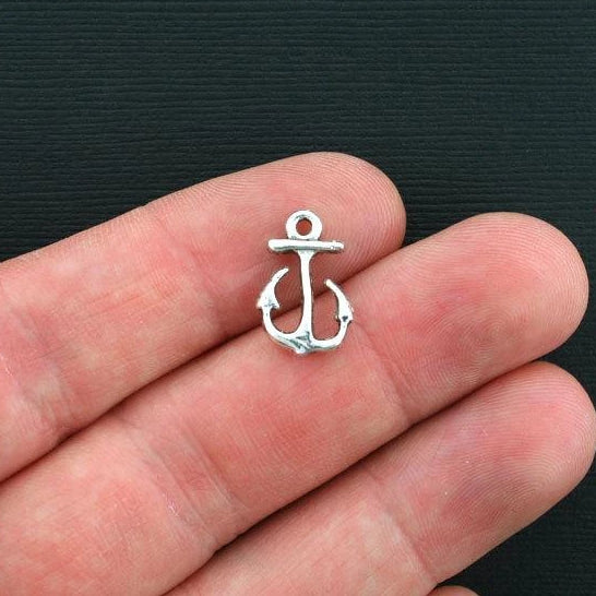 12 Anchor Antique Silver Tone Charms 2 Sided - SC1648