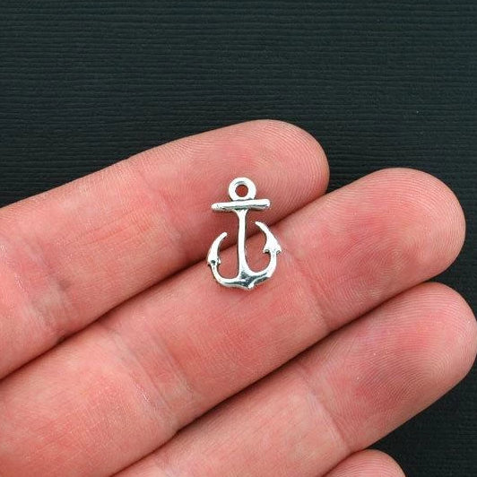 12 Anchor Antique Silver Tone Charms 2 Sided - SC1648