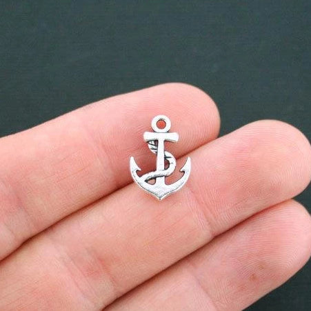 12 Anchor Antique Silver Tone Charms 2 Sided - SC874