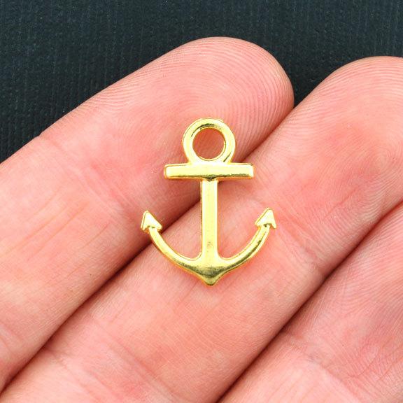 12 Anchor Gold Tone Charms 2 Sided - GC355