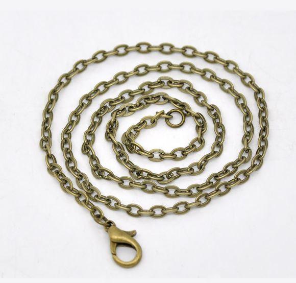 Colliers de chaîne de câble de ton bronze antique 20" - 4,7 mm - 12 colliers - N020