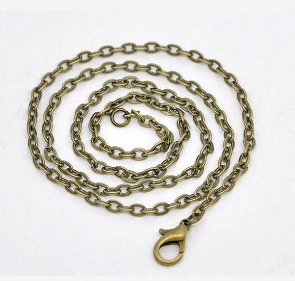 Collier de chaîne de câble de ton bronze antique 24" - 2mm - 12 colliers - N065