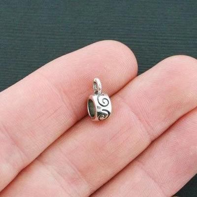 Bail Beads 11mm x 7mm - Antique Silver Tone - 12 Beads - SC4531
