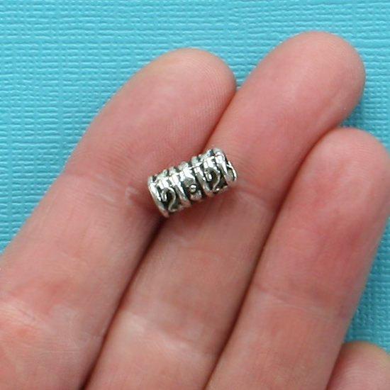 Tube Spacer Beads 12mm x 6mm - Silver Tone - 12 Beads - SC7755