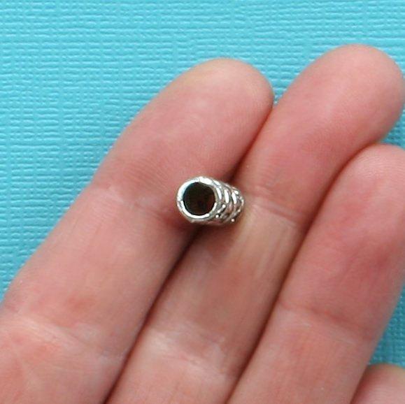 Tube Spacer Beads 12mm x 6mm - Silver Tone - 12 Beads - SC7755