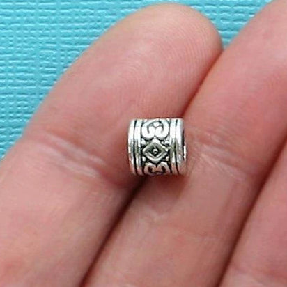 Tube Spacer Beads 7mm - Silver Tone - 12 Beads - SC825