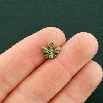12 Bee Antique Bronze Tone Charms 2 Sided - BC1649