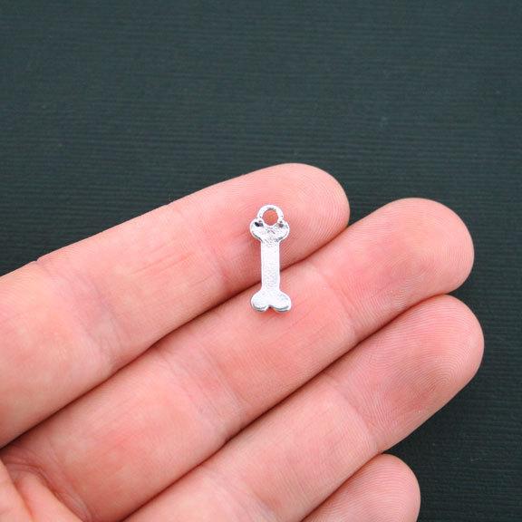 12 Bone Antique Silver Tone Charms - SC179