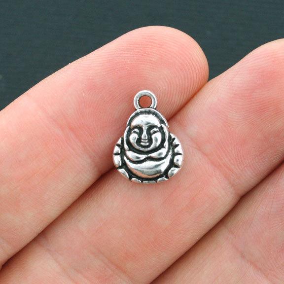 12 Buddha Antique Silver Tone Charms - SC3932