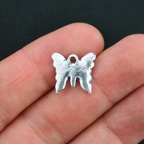 12 Butterfly Antique Silver Tone Charms - SC3915