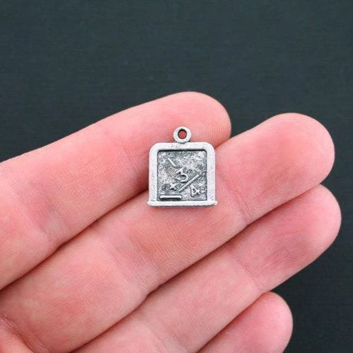 12 Chalkboard Antique Silver Tone Charms 2 Sided - SC2111