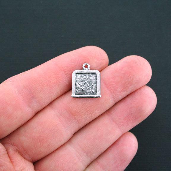12 Chalkboard Antique Silver Tone Charms 2 Sided - SC2111