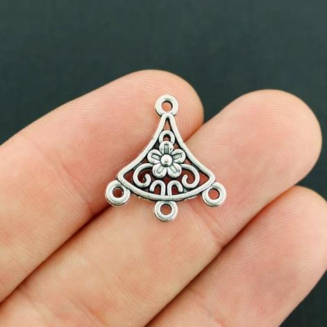 12 Chandelier Connector Antique Silver Tone Charms - SC7719