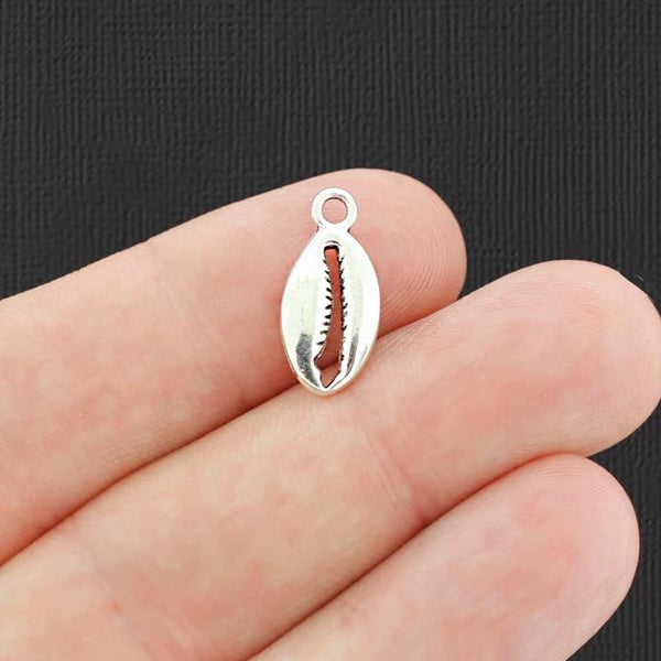 12 Cowrie Shell Antique Silver Tone Charms - SC2862