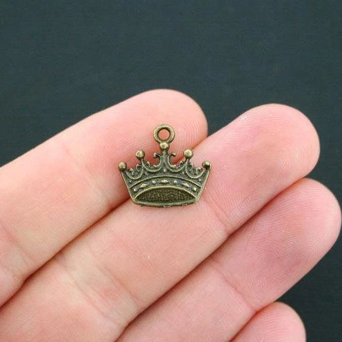 12 Crown Antique Bronze Tone Charms - BC899