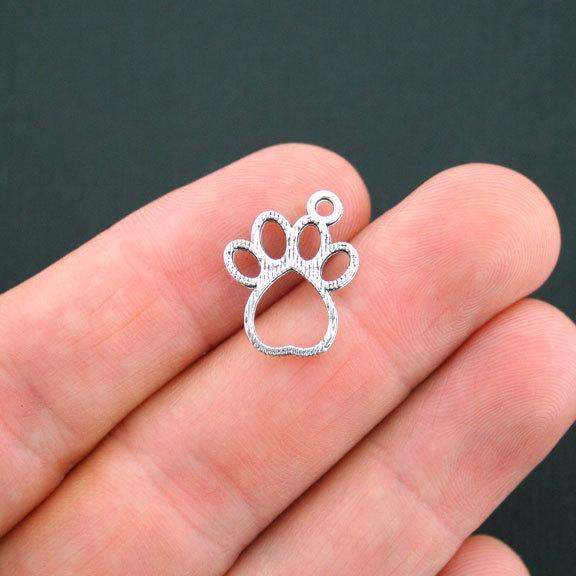 12 Dog Paw Antique Silver Tone Charms - SC4819