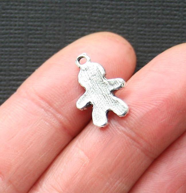 12 Gingerbread Man Antique Silver Tone Charms - SC3111