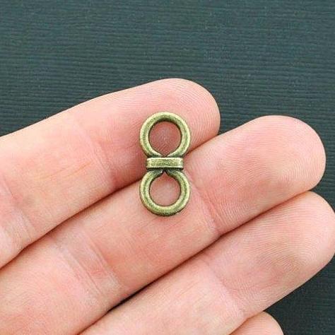 12 Infinity Connector Antique Bronze Tone Charms 2 Sided - BC800