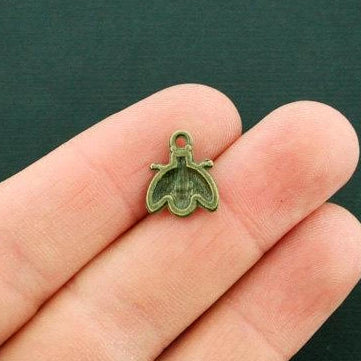 12 Ladybug Antique Bronze Tone Charms - BC1648