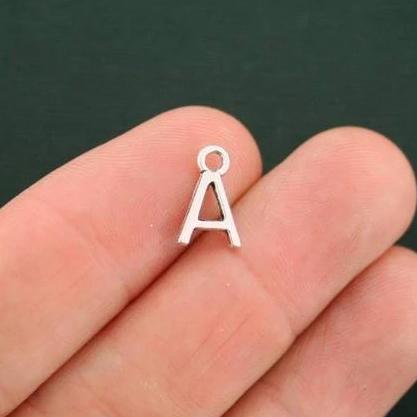 12 Letter A Antique Silver Tone Charms 2 Sided - SC4848