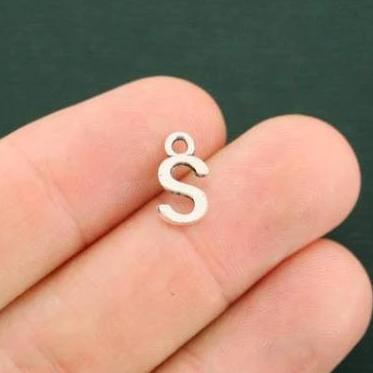 12 Letter S Antique Silver Tone Charms 2 Sided - SC4866