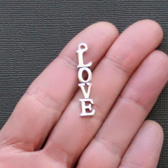 12 Love Antique Silver Tone Charms - SC2246