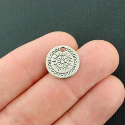 12 breloques de ton argent antique Mandala 2 faces - SC7990