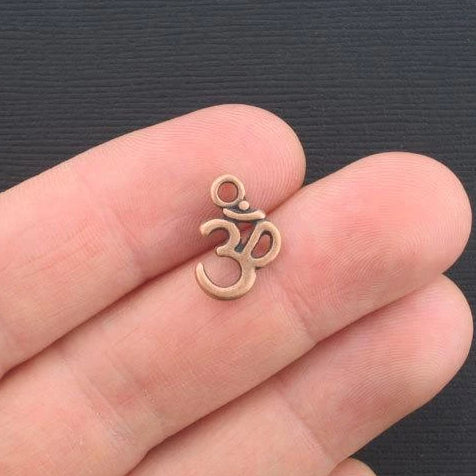 12 Om Antique Copper Tone Charms - BC541