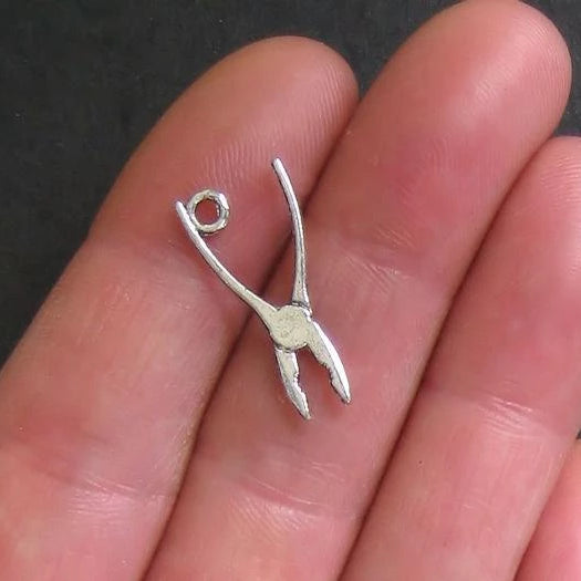 12 Pliers Antique Silver Tone Charms 2 Sided - SC625