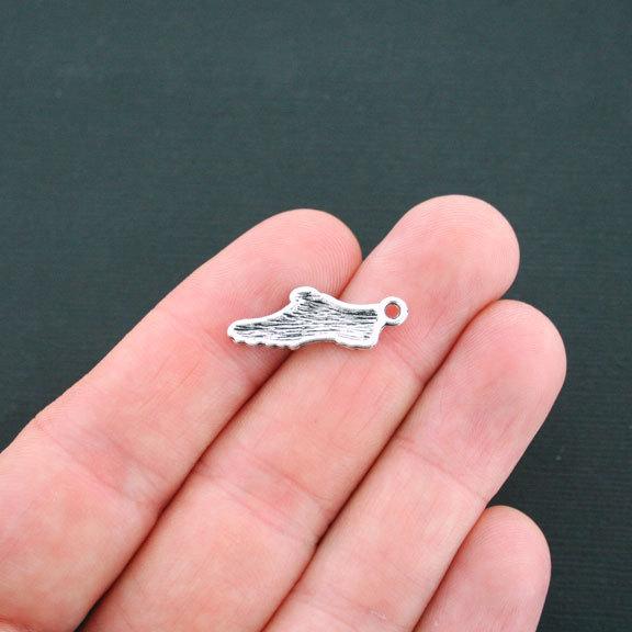 12 Running Shoe Antique Silver Tone Charms - SC3357