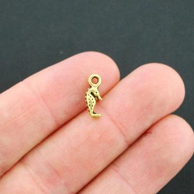 12 Seahorse Antique Gold Tone Charms 2 Sided - GC119
