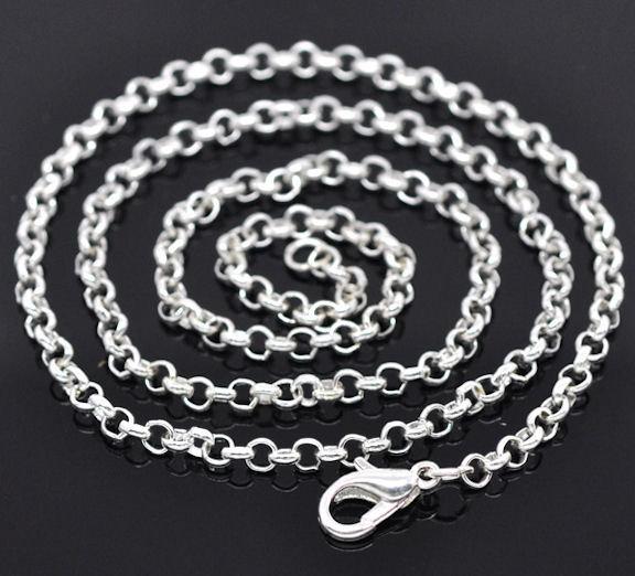 Silver Tone Cable Chain Necklaces 20" - 3mm - 12 Necklaces - N003