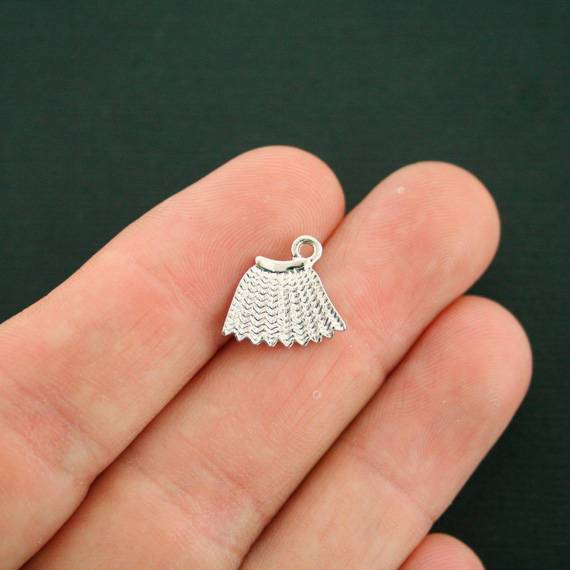 12 Skirt Silver Tone Charms 2 Sided - SC7314