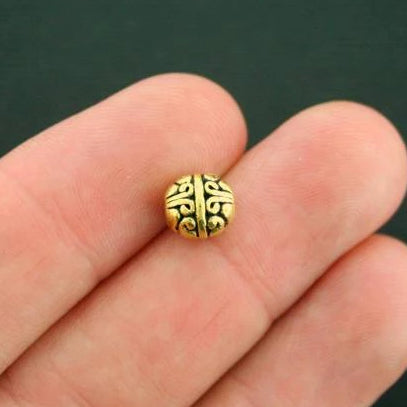 Round Spacer Beads 7mm - Antique Gold Tone - 12 Beads - GC893
