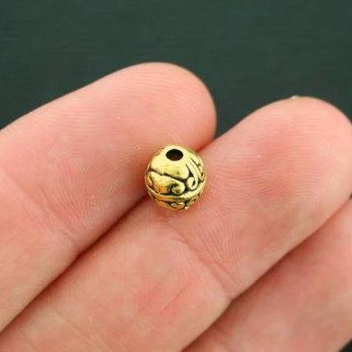 Round Spacer Beads 7mm - Antique Gold Tone - 12 Beads - GC893