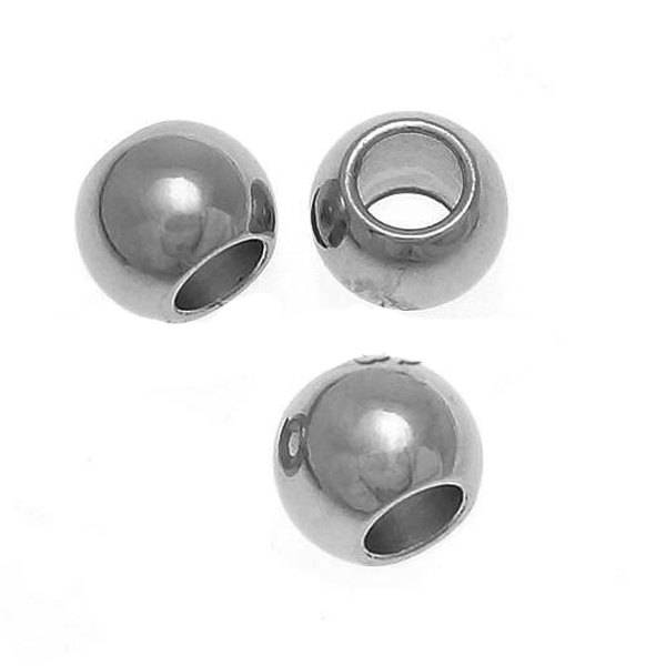 Round Spacer Beads 8mm x 8mm - Silver Stainless Steel - 12 Beads - FD468