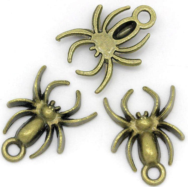 12 breloques de ton bronze antique araignée - BC661