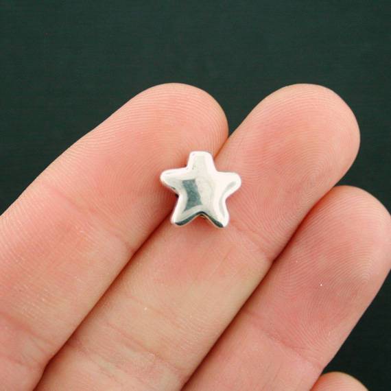 Star Spacer Beads 12mm x 11mm - Silver Tone - 12 Beads - SC7481
