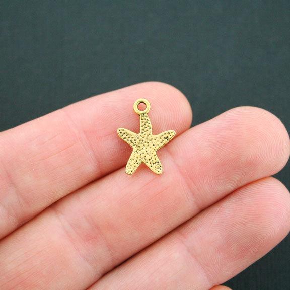 12 Starfish Antique Gold Tone Charms - GC587