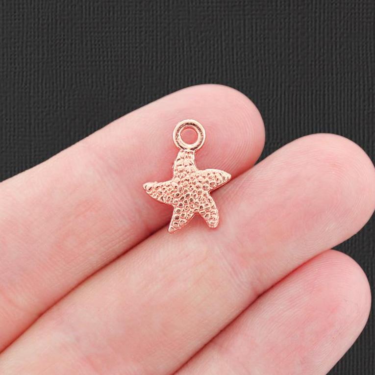 12 Starfish Rose Gold Tone Charms 2 Sided- GC792