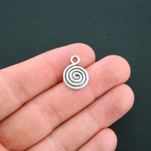 12 Swirl Antique Silver Tone Charms 2 Sided - SC3020