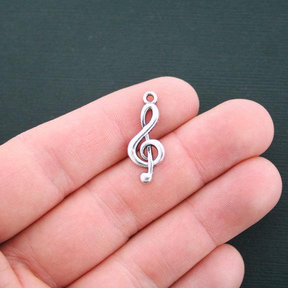 12 Treble Clef Antique Silver Tone Charms - SC1861