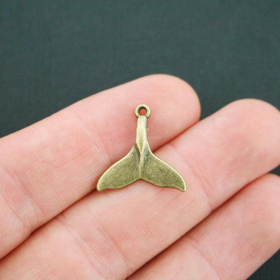 12 Whale Tail Antique Bronze Tone Charms - BC1430