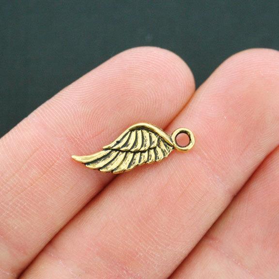 12 Wing Antique Gold Tone Charms 2 Sided - GC726