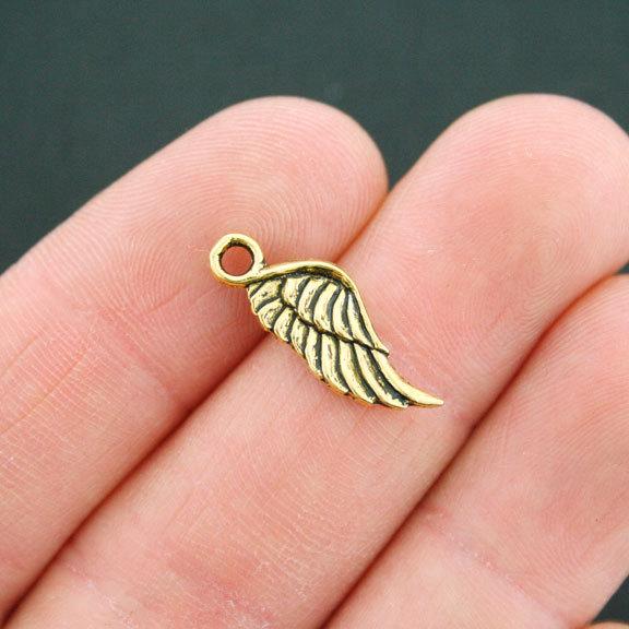 12 Wing Antique Gold Tone Charms 2 Sided - GC726