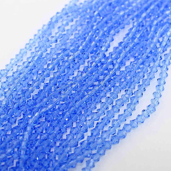Faceted Glass Beads 3mm x 4mm - Royal Blue - 1 Strand 120 Beads - BD105