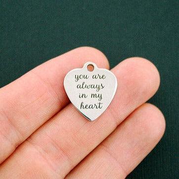 Love Stainless Steel Charms - You are always in my heart - BFS011-1207