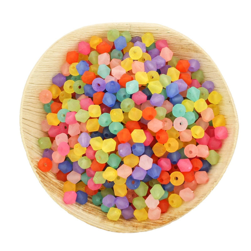 Bicone Acrylic Beads 6mm - Frosted Rainbow - 250 Beads - BD1541